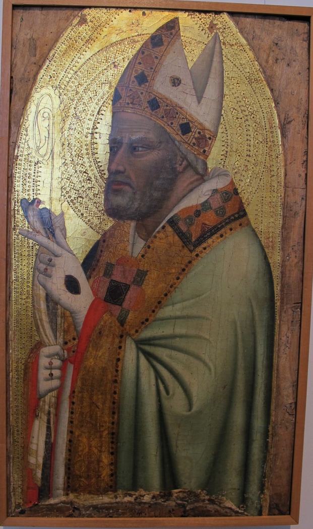Santo vescovo con cardellino
