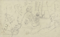 Schetsen van hoofden en een vrouw met een kind by George Hendrik Breitner