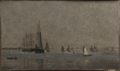 Ships and Sailboats on the Delaware by Thomas Eakins