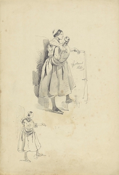 Staande vrouw met een grote kruik by Pieter van Loon