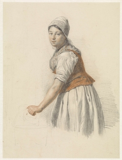 Staande vrouw met emmer, naar links by Christiaan van Geelen Jr.