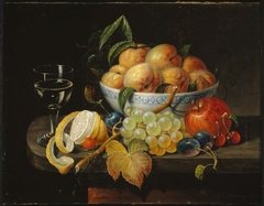 Still Life: Bowl with Fruit and Wine Glass by John Edward Hollen