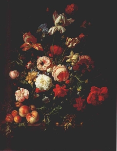 Still life with flowers and fruit