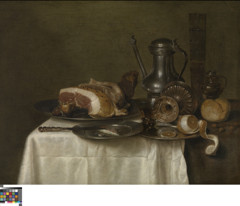 Still life with ham and bread by Willem Claesz Heda