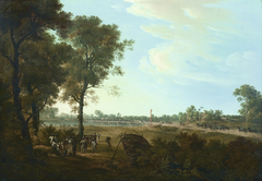 Szene aus den Napoleonischen Kriegen: Der Beginn des Brückenkopfes in der Lobau by Josef Rebell