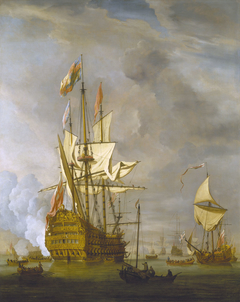 The English Ship 'Royal Sovereign' With a Royal Yacht in a Light Air by Willem van de Velde the Younger