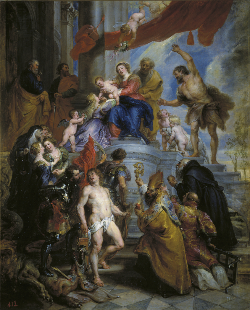 The Holy Family surrounded by Saints
