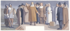 The Last Halt: Stop of Hooker's Band in East Hartford before Crossing River (Study for East Hartford, Connecticut Postal Station Mural) by Alton Tobey