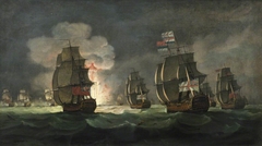 The Moonlight Battle off Cape St Vincent, 16 January 1780 by Thomas Luny