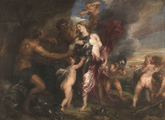 Thetis receives the new armour for Achilles in Vulcan's forge