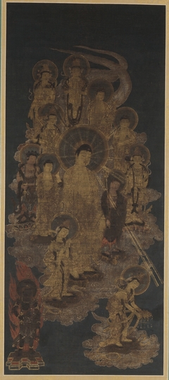 Thirteen Buddhas Welcoming the Dying Believer to the Western Pure Land by Anonymous