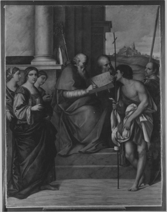 Thronender hl. Johannes Chrysostomus mit Heiligen (nach Sebastiano del Piombo) by August Wolf