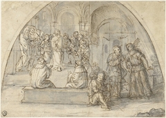 Twaalfjarige Chistus in de Tempel en de Bevrijding van Petrus by Unknown Artist