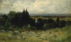 Untitled (landscape, fields with rocks and trees) by Edward Mitchell Bannister