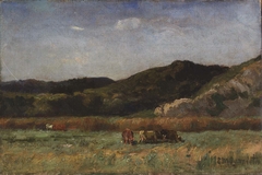 Untitled (landscape with cows grazing, hills)