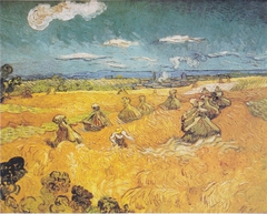 Wheatfield with sheaves and reapers by Vincent van Gogh