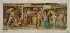 Van Ausdals Trading Post (mural study, Eaton, Ohio Post Office) by Roland Schweinsburg