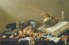 Vanitas Still Life with Overturned Gilded Cup and Chain