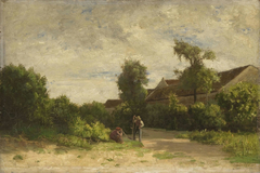 Village Road and Two Figures by Antoine Chintreuil