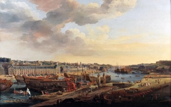 Vue du port de Brest prise depuis la terrasse des Capucins by Louis-Nicolas Van Blarenberghe