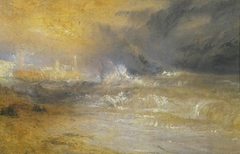 Waves Breaking on a Lee Shore at Margate (Study for ‘Rockets and Blue Lights’) by J. M. W. Turner