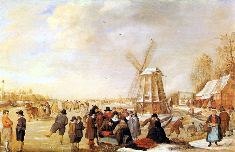 Winter Landscape with Skaters and Sledges