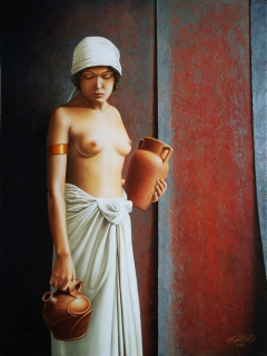 Woman Carrying Vases