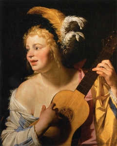 Woman Playing the Guitar by Gerard van Honthorst