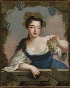 Woman with a bunch of grapes by Malarz francuski XVIII w