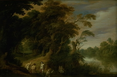 Wooded Landscape with Bathing Nymps by Alexander Keirincx