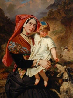 Young woman of the Valley of Ossau with her child by Eugène Devéria