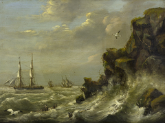 Zeegezicht met rotsachtige kust by Jan Ernst de Groot