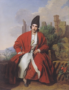 A Greek in a red coat by Ferdinand Georg Waldmüller