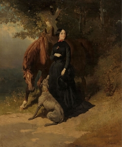 A Horsewoman Standing in a Landscape by Charles Rochussen