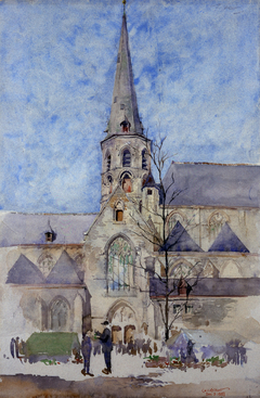 A Market Day (Church of St. Jacques, Ghent, Belgium) by Cass Gilbert