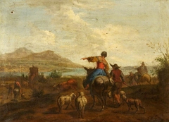 A River Landscape with Travellers on a Road by Anonymous