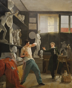 A Sculptor in his Studio Working from the Life by Wilhelm Bendz