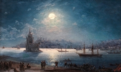 A View of the Bosporus with the Hagia Sophia and the Maiden's Tower in the Moonlight by Ivan Ayvazovsky