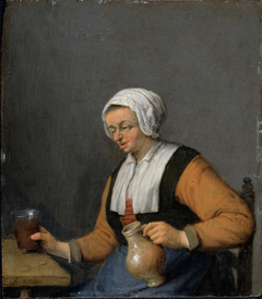 A Woman with a Beer-jug by Adriaen van Ostade