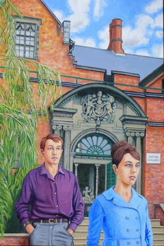 ‘Art students’ (2013), oil on linen, 28 x 42 inches