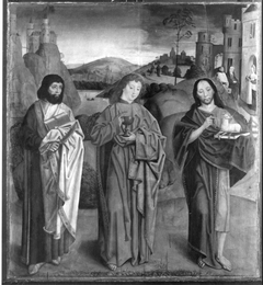 Beschneidungsaltar: Die hll. Bartholomäus, Johannes Ev. und Johannes d. T. by Master of the Holy Kinship the elder