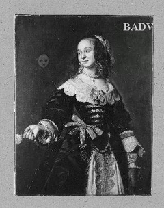 Bildnis einer Dame im schwarzem Kleide mit Rose (Isabella Coymans) by Frans Hals