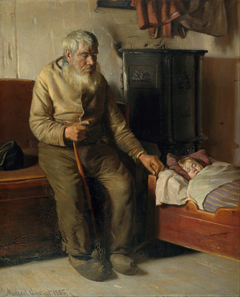 Blind Kristian minding a child by Michael Peter Ancher