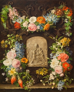 Blumenkranz mit Madonnenrelief by Pauline Freiin von Koudelka