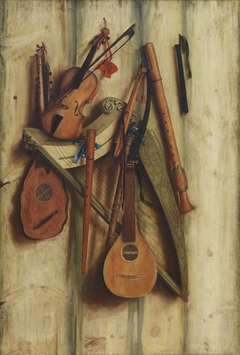 Board Partition with Musical Instruments. Trompe l'oeil by Cornelis Norbertus Gijsbrechts