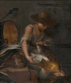 Boy with Poultry by Neapolský maliar zo 17 - 18 storočia