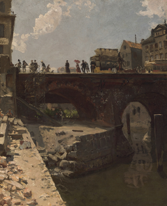 Brücke in einer französischen Stadt by Stanislas Lépine