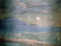 Coastal Scene with Three Figures Fishing