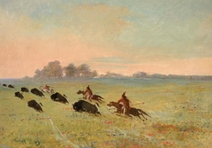 Comanche Indians Chasing Buffalo by George Catlin