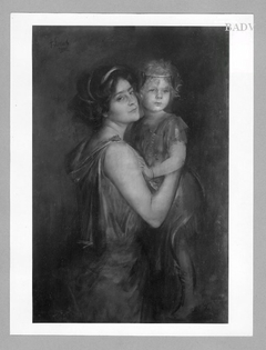 Damenporträt mit Kind, Frau Prof. Roubau mit Tochter by Franz von Lenbach